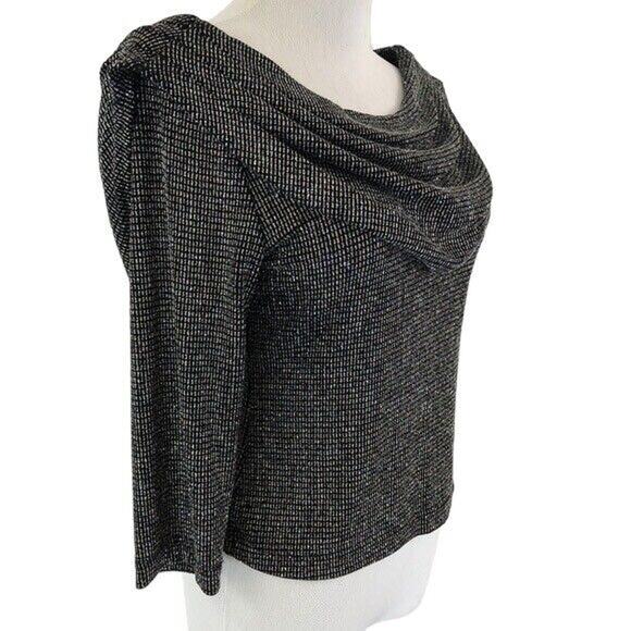 MSK Slinky Glitter Evening Blouse Cowl Neck Cowl Back Size Petite Small - Picture 8 of 8